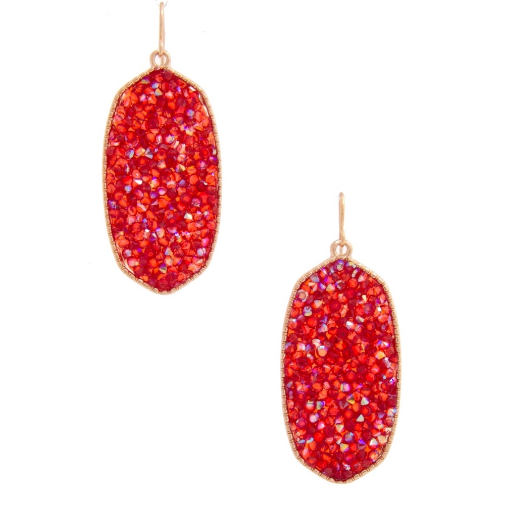 NWT Gold & Red Gem Dangle Earrings